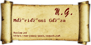 Máriássi Géza névjegykártya